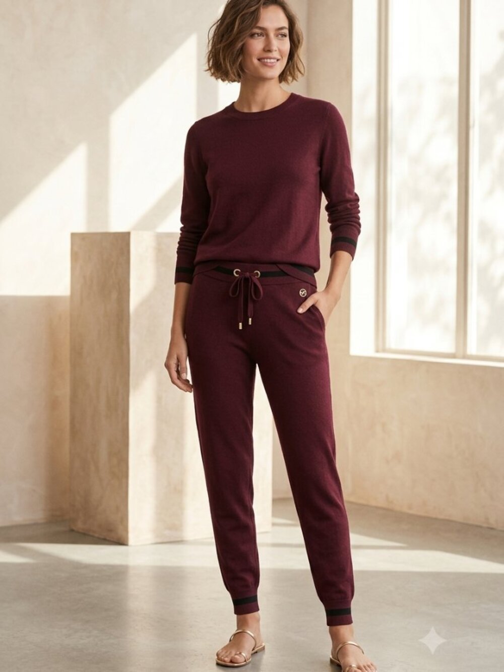 MICHAEL Michael Kors Women's Sweater Joggers Sz XL Burgundy NWT MSRP $110